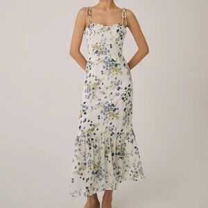 Ruffle Floral Print Cami Long Dress